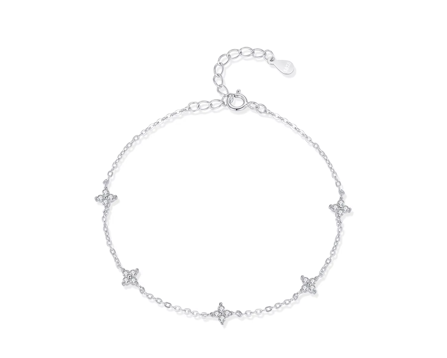 925 Sterling Silber Flower Kette