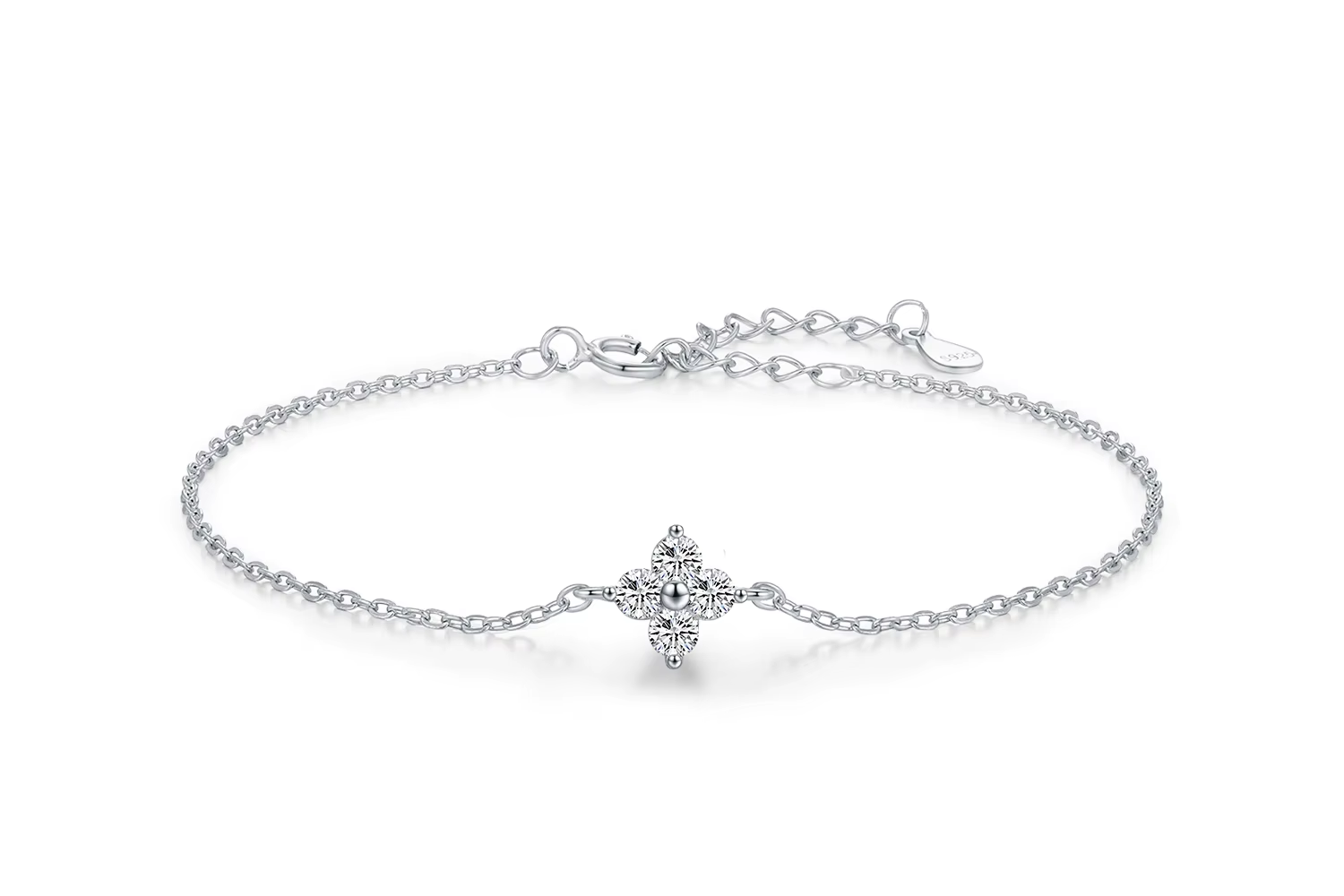 925 Sterling Silber Stackable Four Leaf Clover Armband