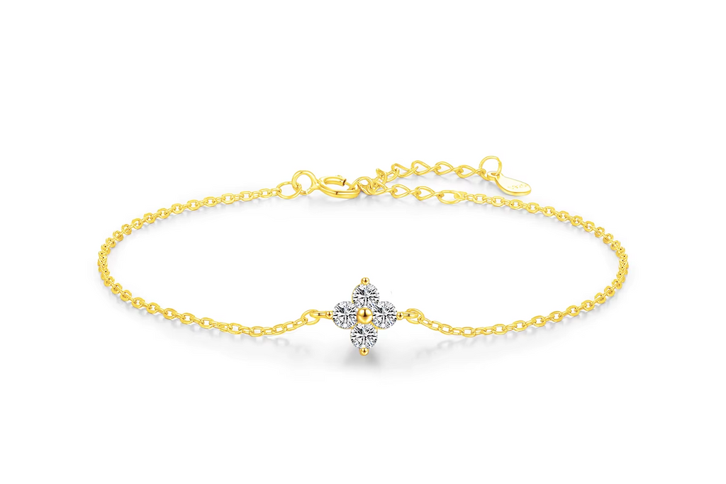 925 Sterling Silber Stackable Four Leaf Clover Armband