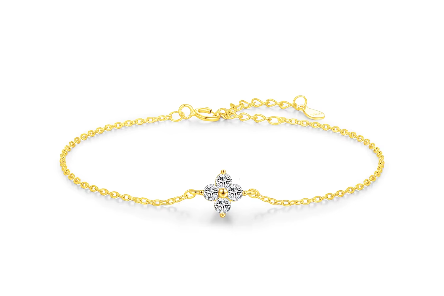 925 Sterling Silber Stackable Four Leaf Clover Armband