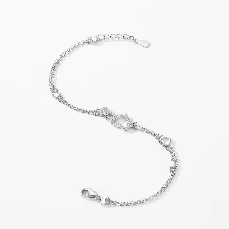 925 Sterling Silber Romantic Heart Armband