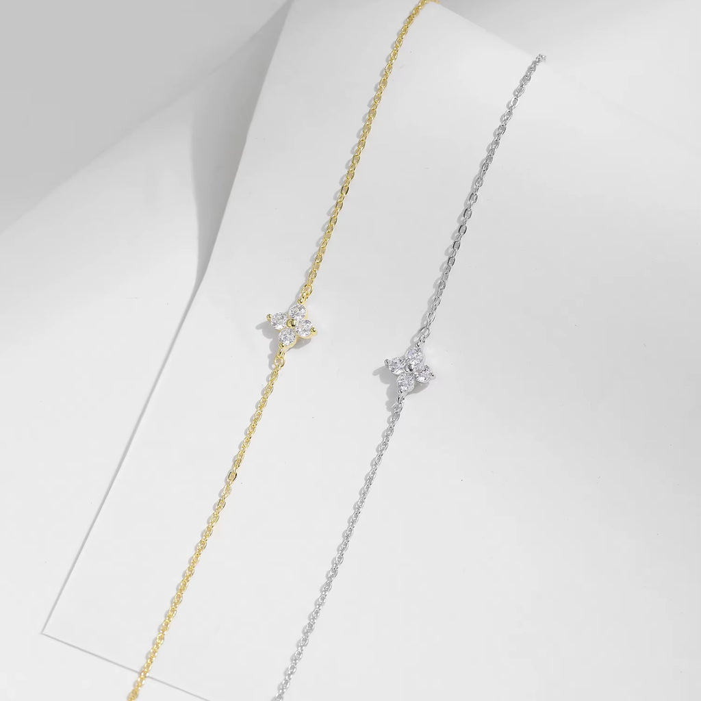 925 Sterling Silber Stackable Four Leaf Clover Armband