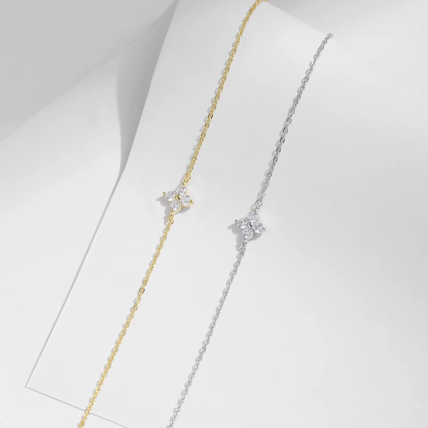 925 Sterling Silber Stackable Four Leaf Clover Armband