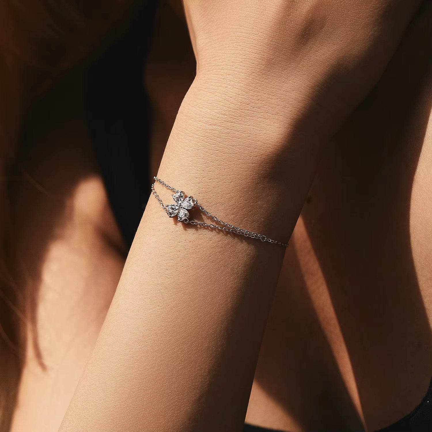 925 Sterling Silber Double Layer Cleef Armband