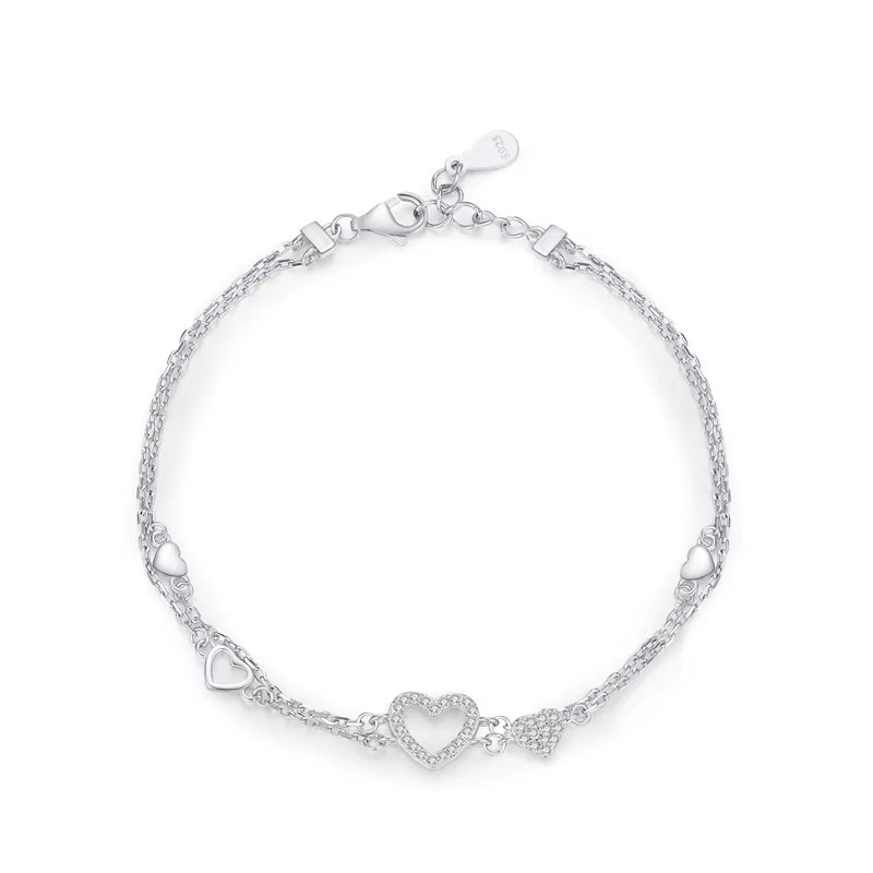 925 Sterling Silber Romantic Heart Armband