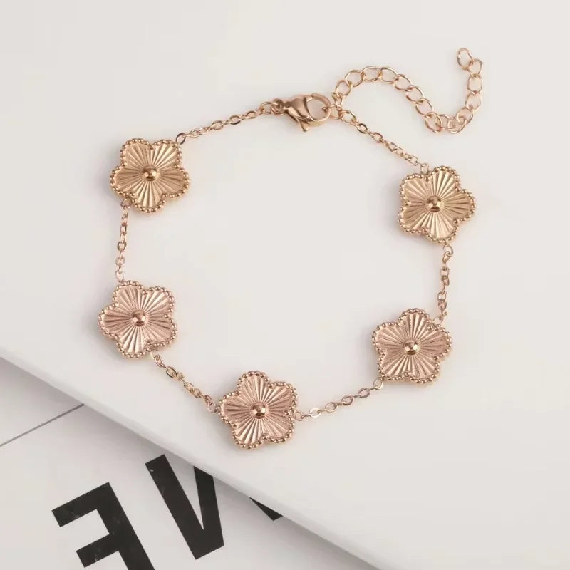 Stainless Steel Clover Leaf Flower Armband