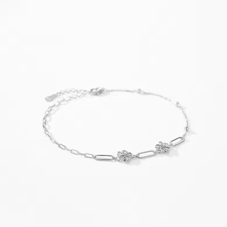 925 Sterling Silber Flower Armband