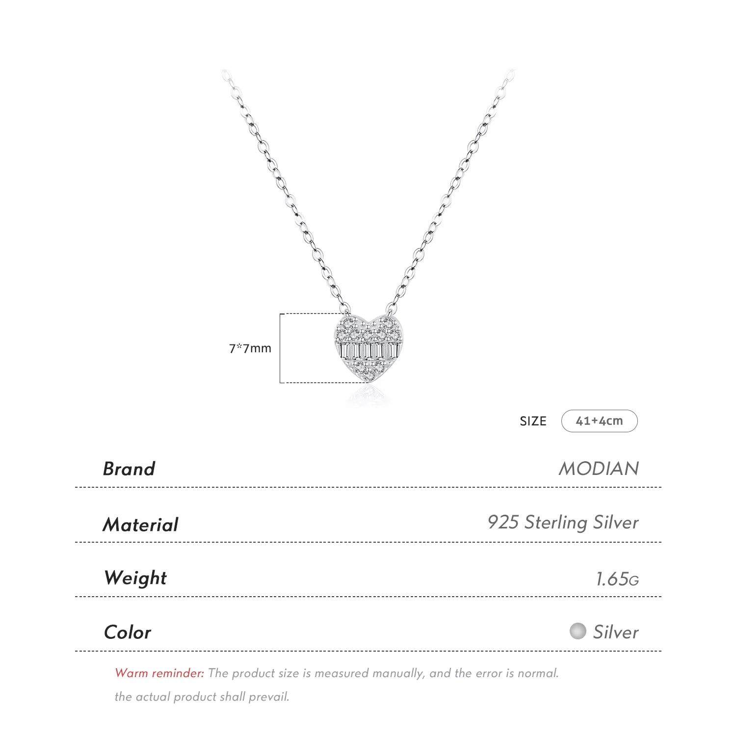 925 Sterling Silver Pave Setting Hearts Sparkling Zirconia Necklace Pendant Classic Romantic Wedding Jewelry for Women