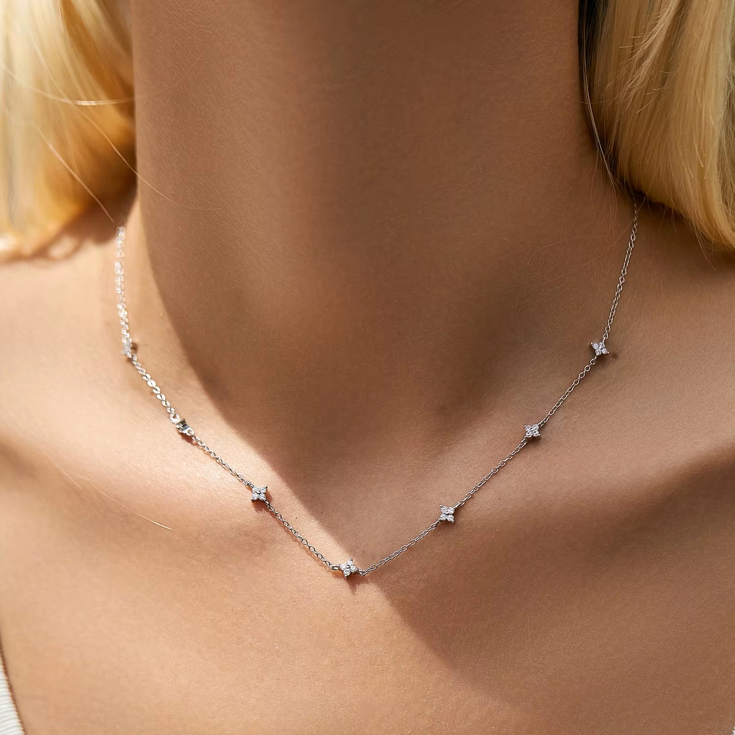 925 Sterling Silber Leaf Clover  Kette